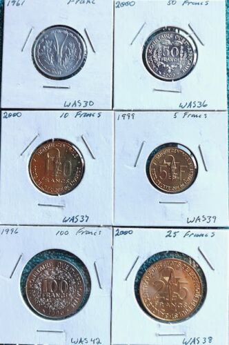 West Africa States-6 Different Coin Lot