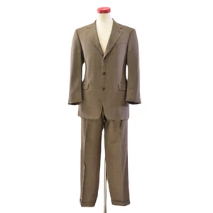 Ted Baker London Windowpane Plaid Wool Suit For Men 44R Pleated Pants Cuffed Hem - Picture 1 of 8