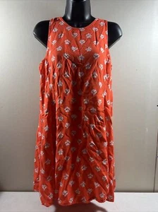 Old Navy Rayon Short Maxi Sun Dress Sz. Med Orange With Flowers - Picture 1 of 7
