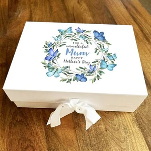 Mum Blue Butterfly Pretty Mother's Day Keepsake Memory Hamper Gift Box - Picture 1 of 1