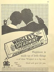 Goma de mascar Wrigley's menta sabor hoja menta anuncio impreso vintage 1927 - Imagen 1 de 2