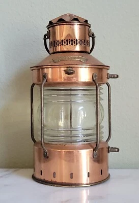 VTG ANTIQUE ANKERLICHT MARITIME COPPER GLASS LANTERN LAMP NAUTICAL - Image 1 of 4