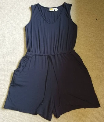Womens Romper-C & C CALIFORNIA-navy blue rayon knit drawstring waist Beachy-S - Image 1 of 4