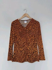 Kim&co bedrucktes Brasilien Jersey Rüschendetail Top schwarz Multi Größe Medium QVC - Bild 1 von 3