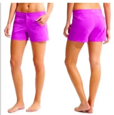 Athleta Costa Shorts Women’s 6 Fuchsia Quick Dry Zip Pockets Board Purple - Image 1 of 4