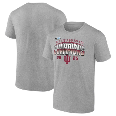 FANATICS MTO LABEL Men's Heather Gray Indiana Hoosiers 2025 Big Ten Football Champions Endzone