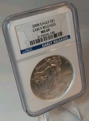 2008 US Early Releases American Eagle Silver NGC MS69 - Image 1 of 4
