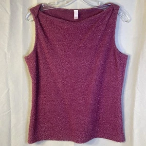 Camiseta sin mangas vintage Victoria Secret Moda Intl rosa profunda brillante talla grande - Imagen 1 de 4