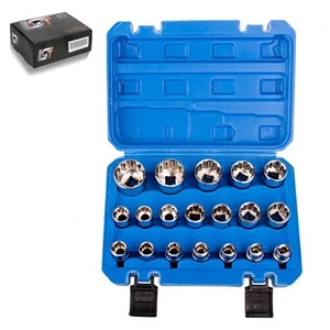 19-teilig Steckschlüssel Satz Vielzahn Torx 1/2 Zoll Werkzeug Steck-Nüsse 8-32mm - Bild 1 von 8