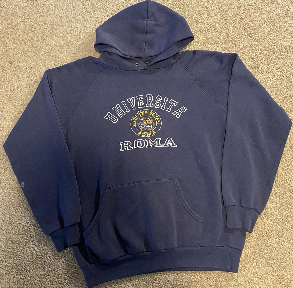 Sudadera Pullover Sudadera Vintage Años 90 Universita Roma Bordada Talla M Azul Foto 1 de 4