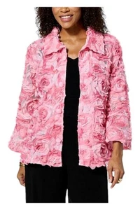 Antthony Embellished 3D Flower Appliqué Button-Up Jacket Rose Pink - Picture 1 of 1