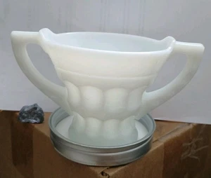 Heirloom Milk Glass Open Sugar Bowl by Cambridge Vnt Embossed Farmhouse Kitchen  - Picture 1 of 8