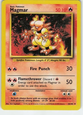 Magmar 036/102 Uncommon Normal Base Set LP Pokémon - Image 1 of 2