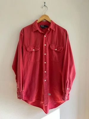 Vintage Polo Ralph Lauren 1993 RLPC Fish Club Long Sleeve Shirt M Red/Salmon - Image 1 of 4
