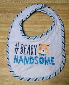 Babero de alimentación blanco 100 % algodón para bebé niño sin marca #Beary Handsome - Imagen 1 de 1