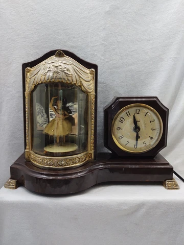 Desk Clock with Lighted Dancing Ballerina United Clock Corp Cover