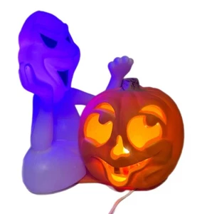 Zauders Seasons Ghost Blow Form/Schaum Jack o'Lantern Kürbislicht Vintage FUNKTIONIERT - Bild 1 von 10
