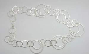 01 Stück Silber Halskette Handarbeit Gebürstet Silber Draht Glieder 25 Zoll Lange Kette   - Bild 1 von 4
