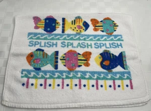 Vtg Kitchen Towel Summer Bright Fish Geometric Pattern Splish Splash Splish (A4) - Picture 1 of 5