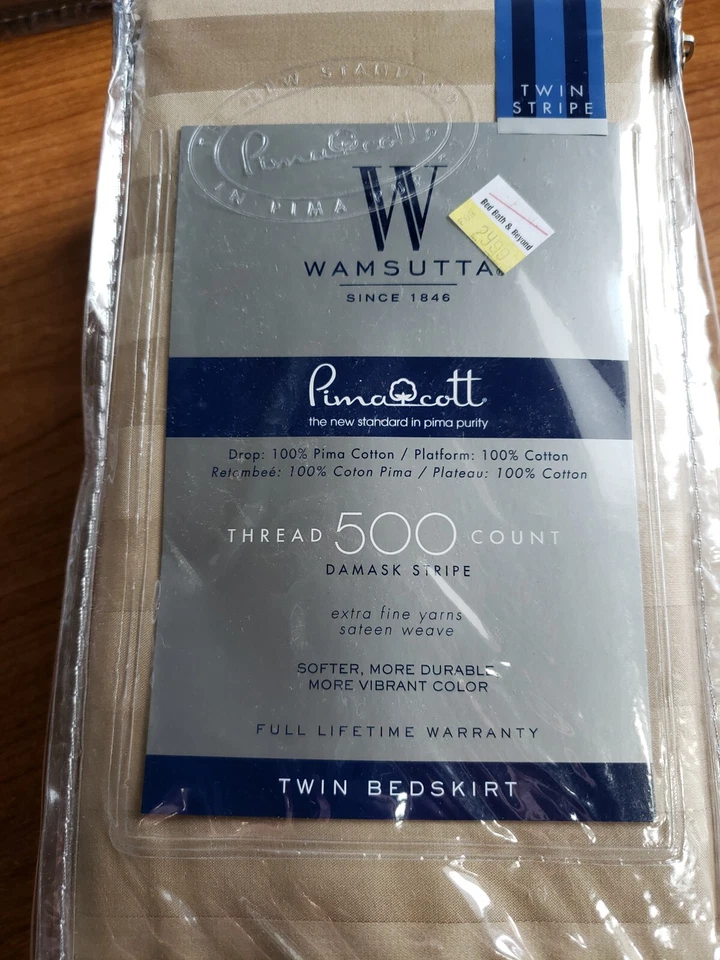 Wamsutta 500-thread-count Pimacott Damask Twin Bed Skirt in Taupe