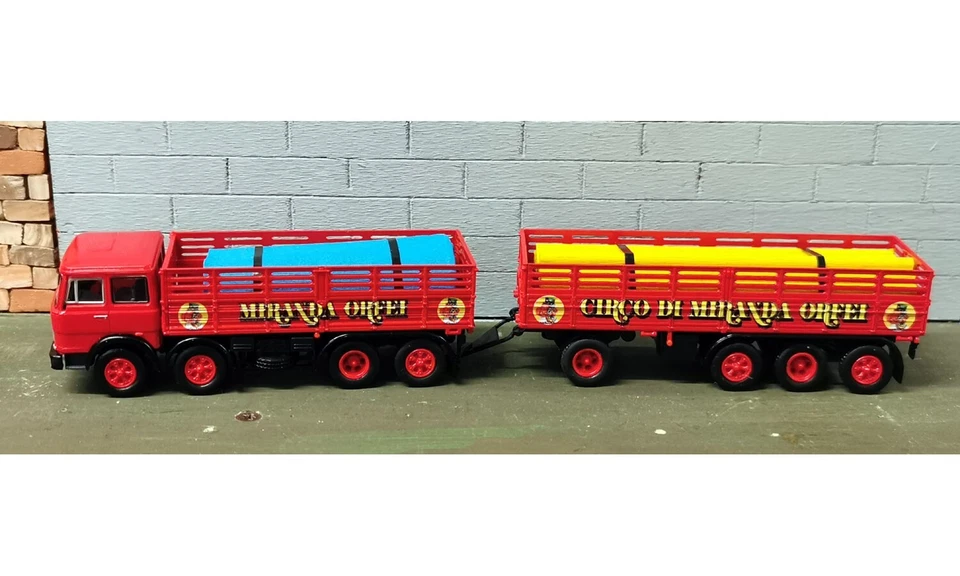 BREKINA 58534 Fiat 691 autocarro e rimorchio Circo Miranda Orfei scala HO 1 87