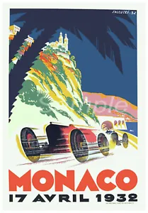VINTAGE 1932 MONACO GRAND PRIX RACING A3 POSTER PRINT - Picture 1 of 1