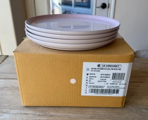 Le Creuset Stoneware San Francisco 10.5 in Dinner Plates Set of 4 Shell Pink NEW - Picture 1 of 8