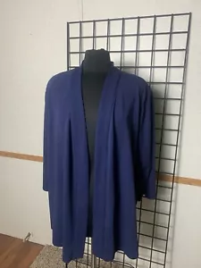 AVENUE Women's Plus Size 30-32 Open front Navy 3/4 Sleeve Cover Up - Picture 1 of 7