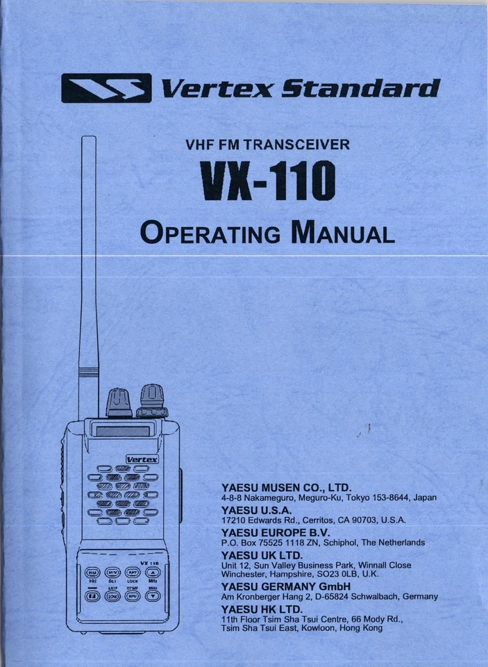 NEW Yaesu/V Standard VX-110 Operating Manual Book in English - Image 1 of 1