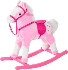 Cavallo a Dondolo in Legno con Suoni Cavalcabile per Bambini da 3+ Rosa DecHome - Foto 1 di 7