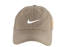 Vintage Nike Golf Distressed Swoosh Logo Polyester Canvas Strapback Hat Beige - Picture 1 of 9