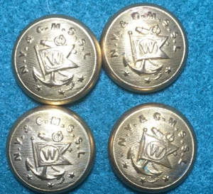4 Steamship Uniform Coat Buttons NY Cuba Mail Line WR Denham 7/8" 1890-1930s - Picture 1 of 2