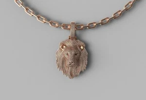 Gold Lion Necklace, Personalized Lion Pendant , African Lion Jewelry ,best dad g - Picture 1 of 7