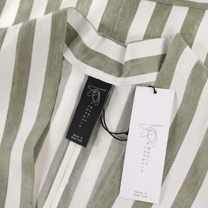 Zero + Maria Cornejo NWT Long Sleeve Sacha Top Size 10 Olive Green/White Stripes - Picture 1 of 8
