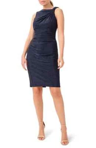 Adrianna Papell MIDNIGHT Women's Metallic Ruched Sheath Dress, US 14 - Picture 1 of 11