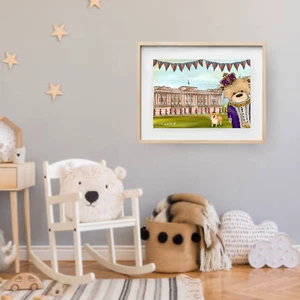 Little Gold Ted A3 Illustration Print Safari. Home Decor Print, Poster Gift. - Picture 1 of 2
