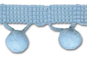 TRIMPLACE Sky Blue 1-1/4 Inch Ball Fringe with 1/2" Pom Pom 18 Yards - Picture 1 of 1