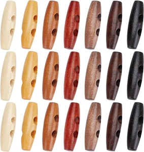 70Pcs Oval Wooden Buttons Horn Toggle Shape Buttons Accessories 2 Holes Wood Swe - Picture 1 of 7