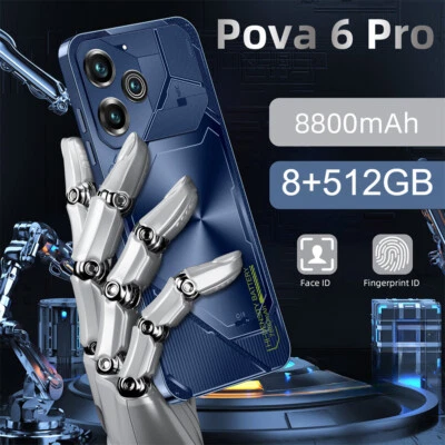 Pova 6 Pro Smartphone 6.8" HD Android Factory Unlocked 8+512GB Dual SIM Gifts - Image 1 of 4