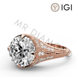 IGI 5,50 ct F VS1 Rundschliff Lab Grown Diamant Verlobungsring 14K Roségold - Bild 1 von 11