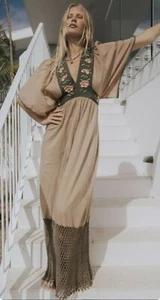 NWT Chasing Unicorns Against the Wind Embroidered Maxi Dress Sz XS - Picture 1 of 3