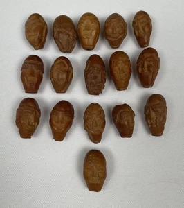 16 VINTAGE CHINESE HAND CARVED PEACH PIT SEED MALA PRAYER HEIDAO BEADS - Picture 1 of 10