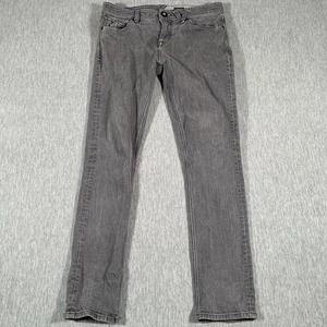 Volcom 2x4 Skinny Jeans Mens 33 Gray Wash Stretch Denim Five Pocket Zip Fly - Picture 1 of 14