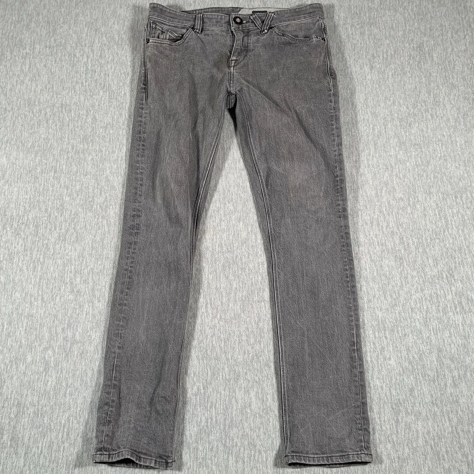 Volcom 2x4 Skinny Jeans Mens 33 Gray Wash Stretch Denim Five Pocket Zip Fly - Image 1 of 4