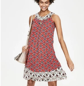 Vestido Boden Sin Mangas Estampado Columpio Para Mujer UK 14L US 10L Boho Fiesta Informal - Imagen 1 de 11