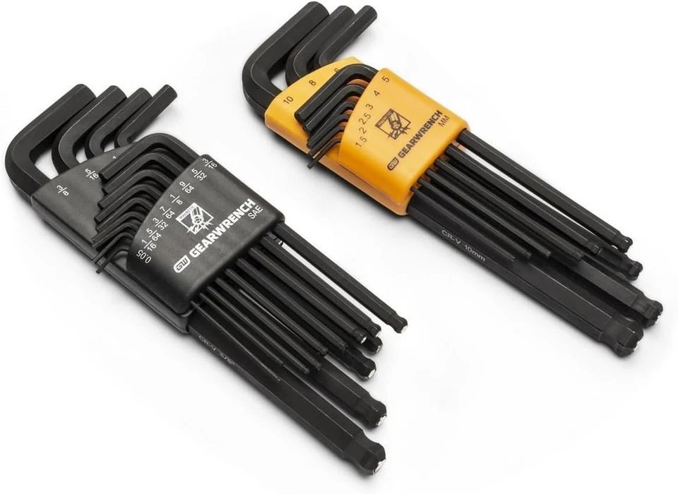 Gearwrench 83526 22 Pc SAE/Metric Long Arm Magnetic Ball End Hex Key Set - Image 1 of 4
