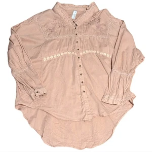 Free People New Romantics Embroidered Lace Boho Floral Long Sleeve Tunic Blouse - Picture 1 of 4