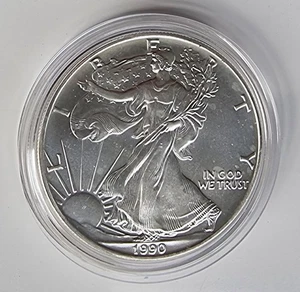 1990 US Silver Eagle $1 Dollar, Walking Liberty Coin, Mint (BC2311) - Picture 1 of 3