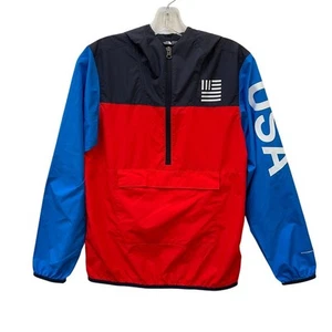 The North Face YOUTH USA Color Block Half Zip Hooded Windbreaker Size Large - Picture 1 of 4