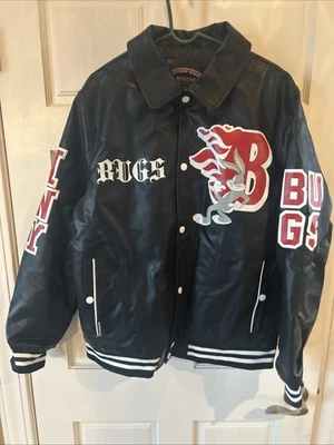 Members Only Bugs / Looney Tunes Faux Leather Bomber Jacket XL - Image 1 of 4